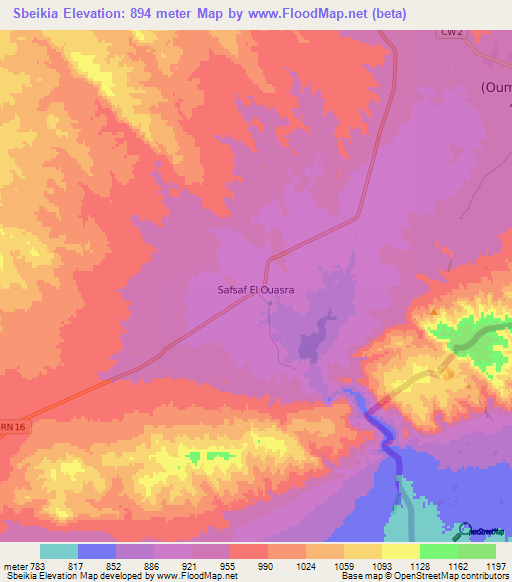Sbeikia,Algeria Elevation Map
