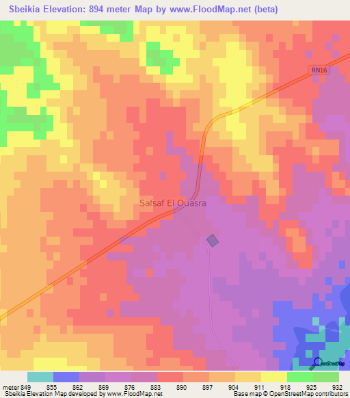 Sbeikia,Algeria Elevation Map