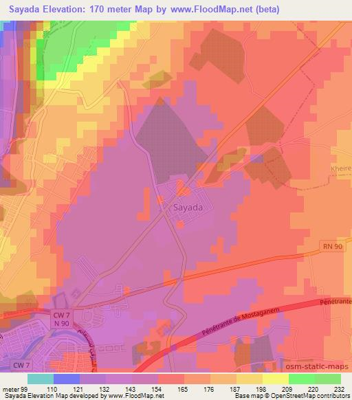 Sayada,Algeria Elevation Map