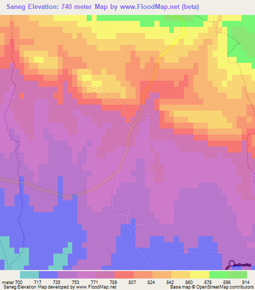 Saneg,Algeria Elevation Map