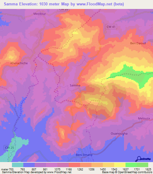 Samma,Algeria Elevation Map