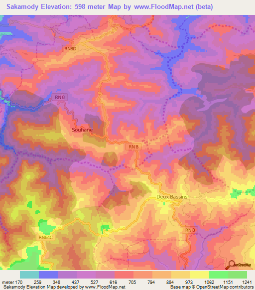 Sakamody,Algeria Elevation Map