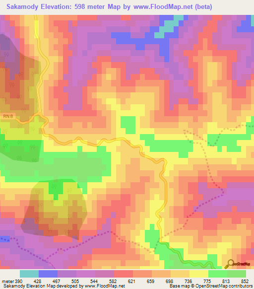 Sakamody,Algeria Elevation Map