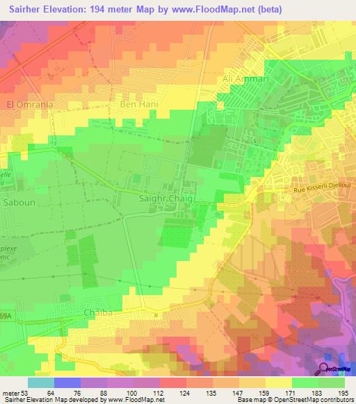 Sairher,Algeria Elevation Map