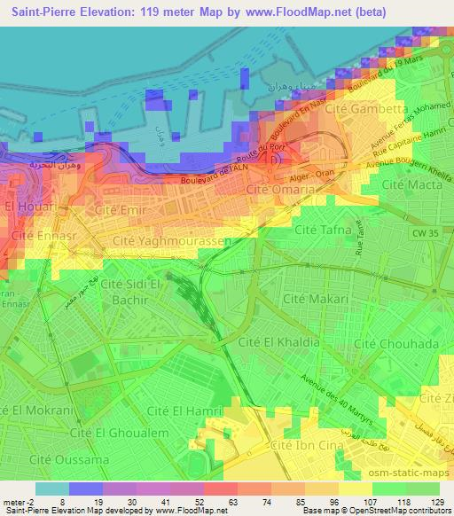 Saint-Pierre,Algeria Elevation Map