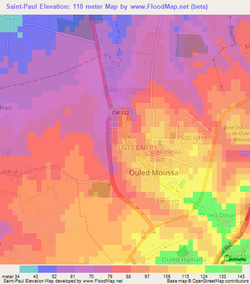 Saint-Paul,Algeria Elevation Map