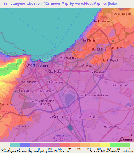 Saint-Eugene,Algeria Elevation Map