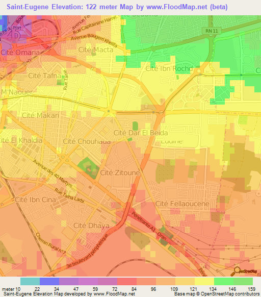 Saint-Eugene,Algeria Elevation Map