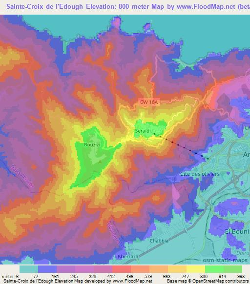 Sainte-Croix de l'Edough,Algeria Elevation Map