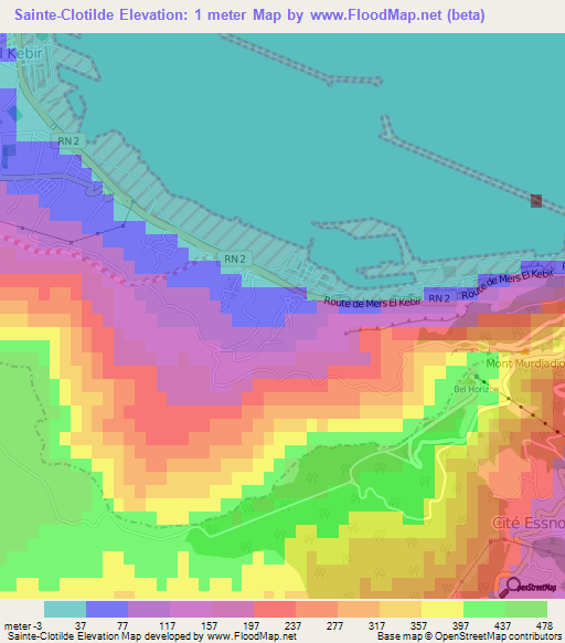 Sainte-Clotilde,Algeria Elevation Map