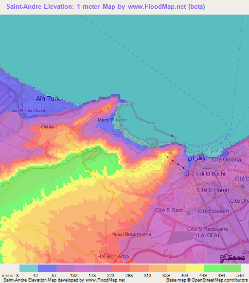 Saint-Andre,Algeria Elevation Map