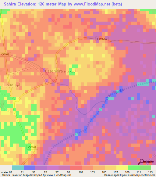 Sahira,Algeria Elevation Map