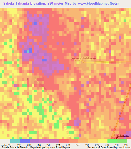 Sahela Tahtania,Algeria Elevation Map