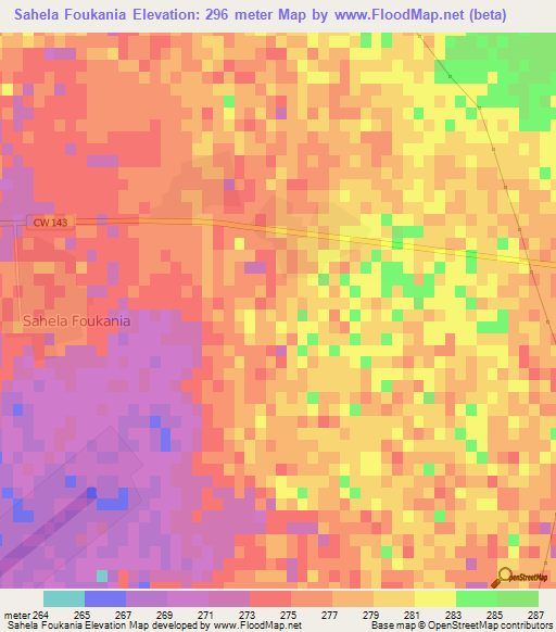 Sahela Foukania,Algeria Elevation Map