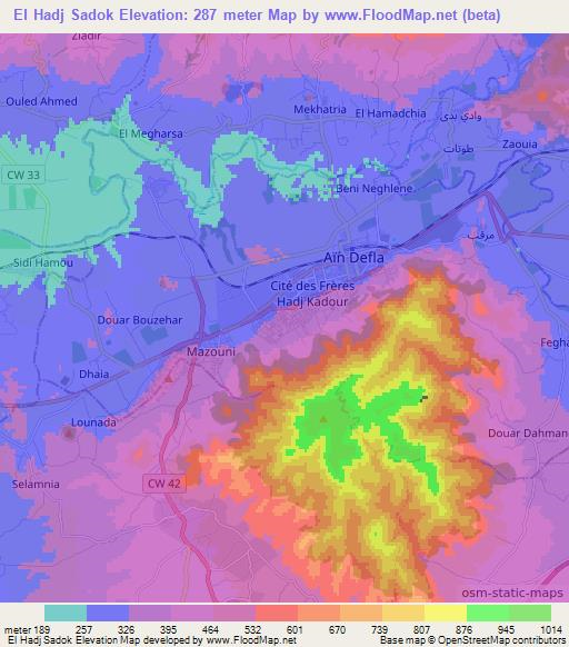 El Hadj Sadok,Algeria Elevation Map