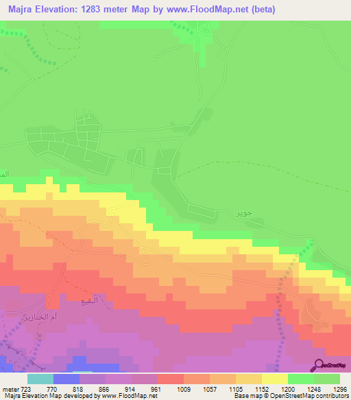 Majra,Jordan Elevation Map