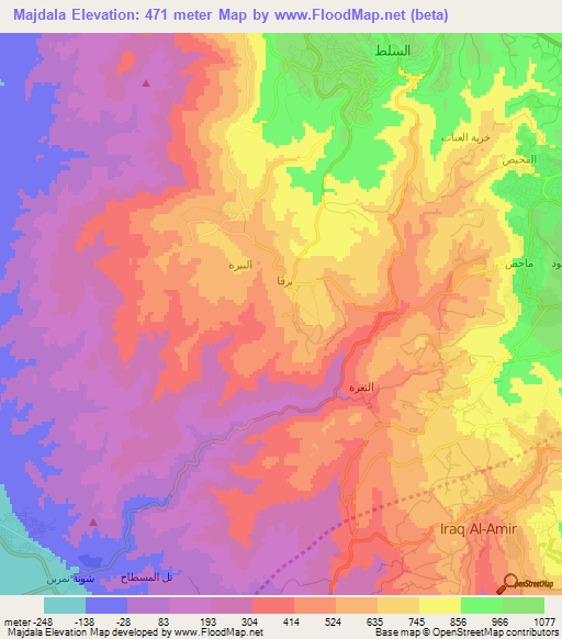 Majdala,Jordan Elevation Map