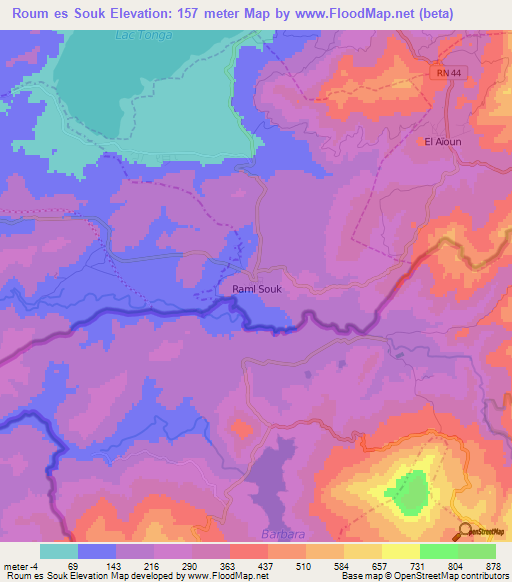 Roum es Souk,Algeria Elevation Map