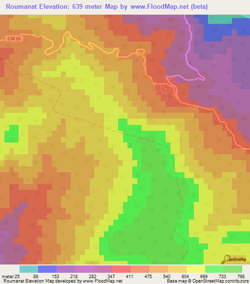 Roumanat,Algeria Elevation Map