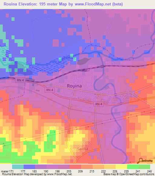 Rouina,Algeria Elevation Map