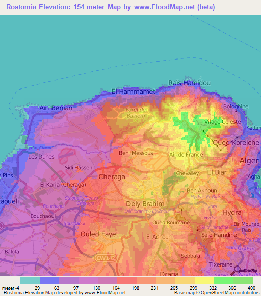 Rostomia,Algeria Elevation Map