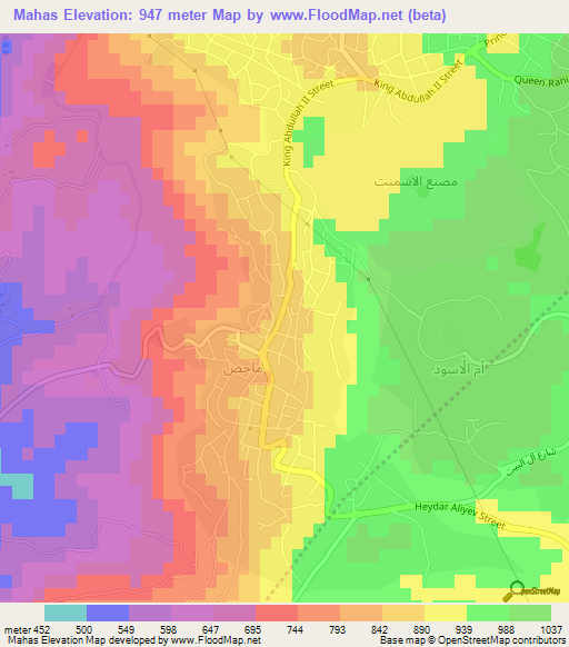 Mahas,Jordan Elevation Map