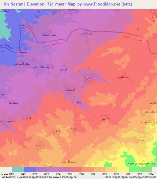An Nashmi,Syria Elevation Map