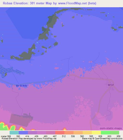 Robaa,Algeria Elevation Map