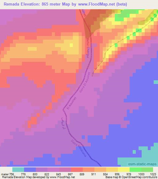 Remada,Algeria Elevation Map
