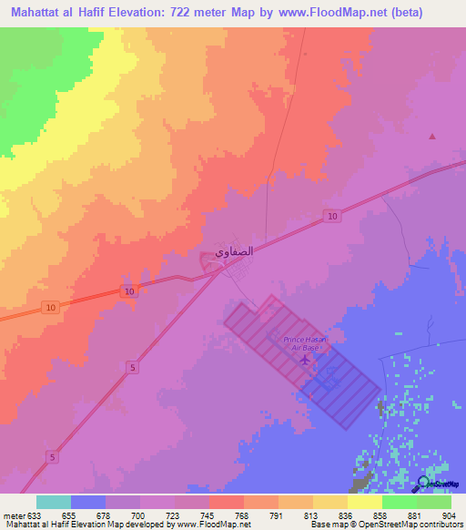 Mahattat al Hafif,Jordan Elevation Map
