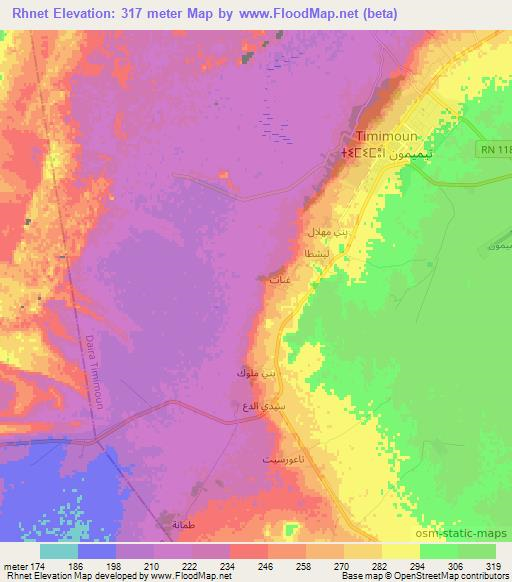 Rhnet,Algeria Elevation Map
