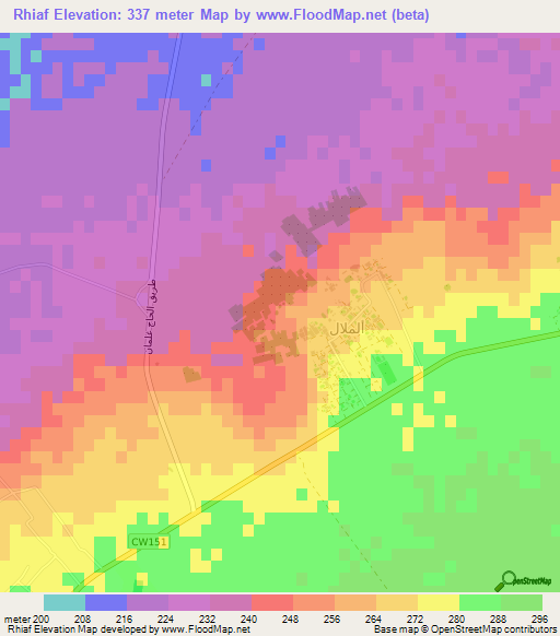 Rhiaf,Algeria Elevation Map