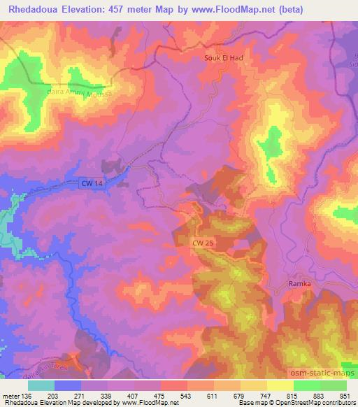 Rhedadoua,Algeria Elevation Map
