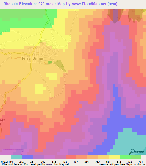 Rhebala,Algeria Elevation Map