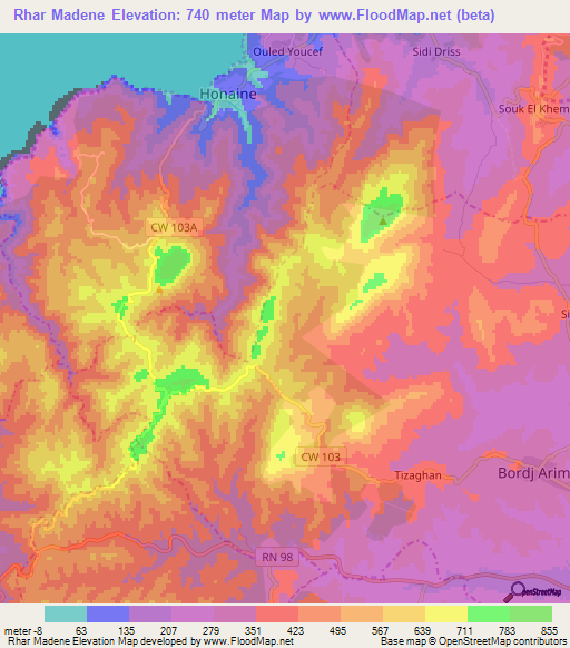 Rhar Madene,Algeria Elevation Map
