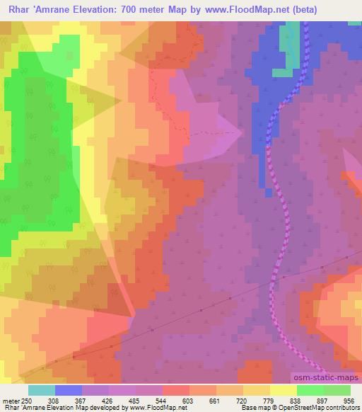Rhar 'Amrane,Algeria Elevation Map