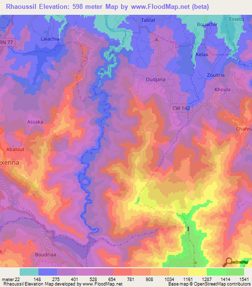 Rhaoussil,Algeria Elevation Map