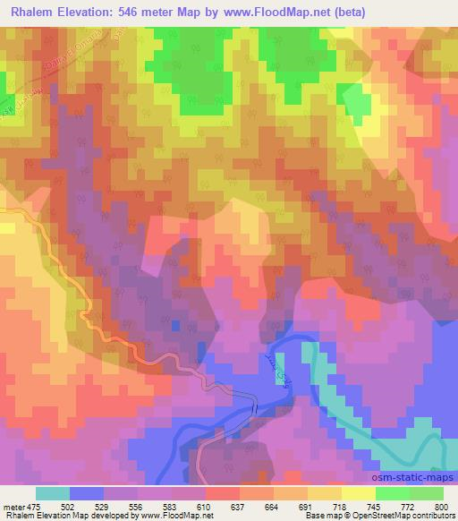 Rhalem,Algeria Elevation Map