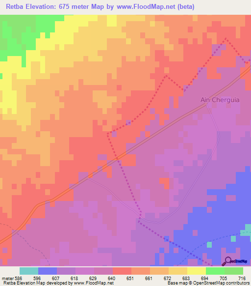 Retba,Algeria Elevation Map