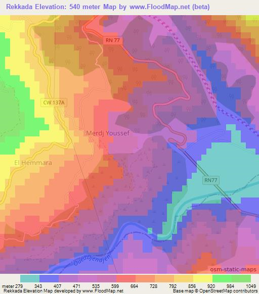 Rekkada,Algeria Elevation Map