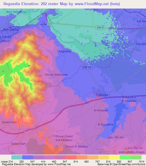 Reguedia,Algeria Elevation Map