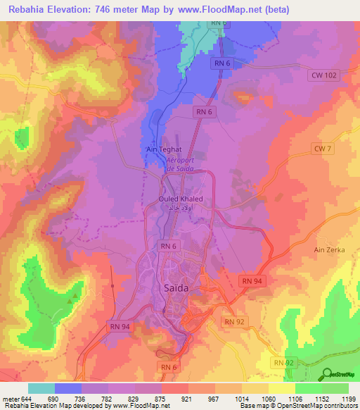 Rebahia,Algeria Elevation Map