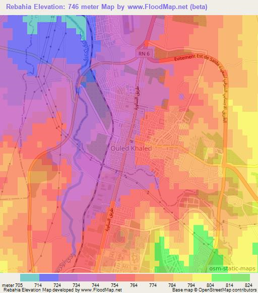 Rebahia,Algeria Elevation Map