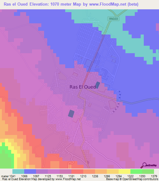 Ras el Oued,Algeria Elevation Map