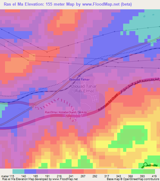 Ras el Ma,Algeria Elevation Map