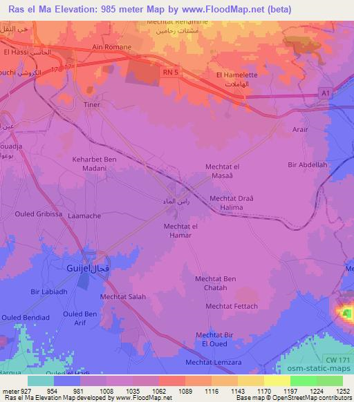 Ras el Ma,Algeria Elevation Map