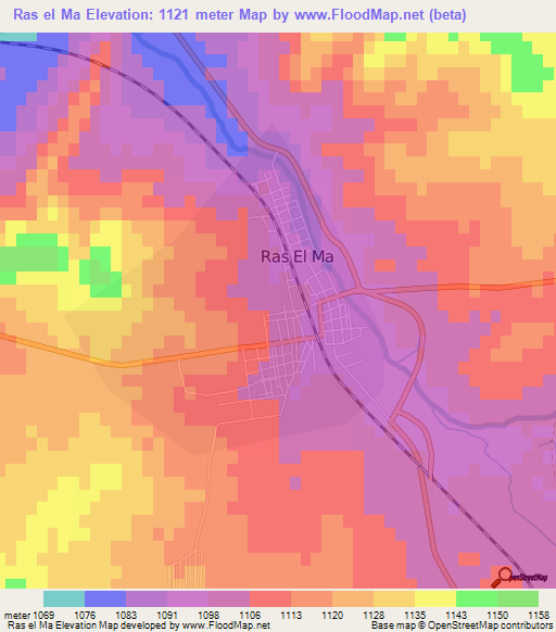 Ras el Ma,Algeria Elevation Map