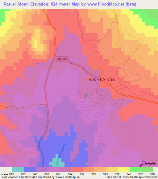 Ras el Aioun,Algeria Elevation Map