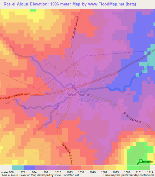 Ras el Aioun,Algeria Elevation Map
