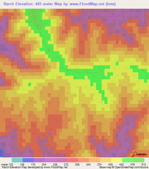 Rarch,Algeria Elevation Map